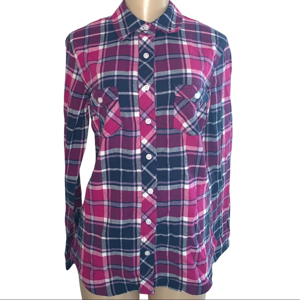 Original Weatherproof Vintage Plaid Flannel Button Down Long Sleeve Shirt